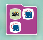 Purple folder with 3 icons